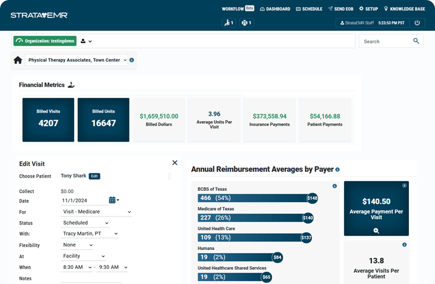screenshot of StrataEMR